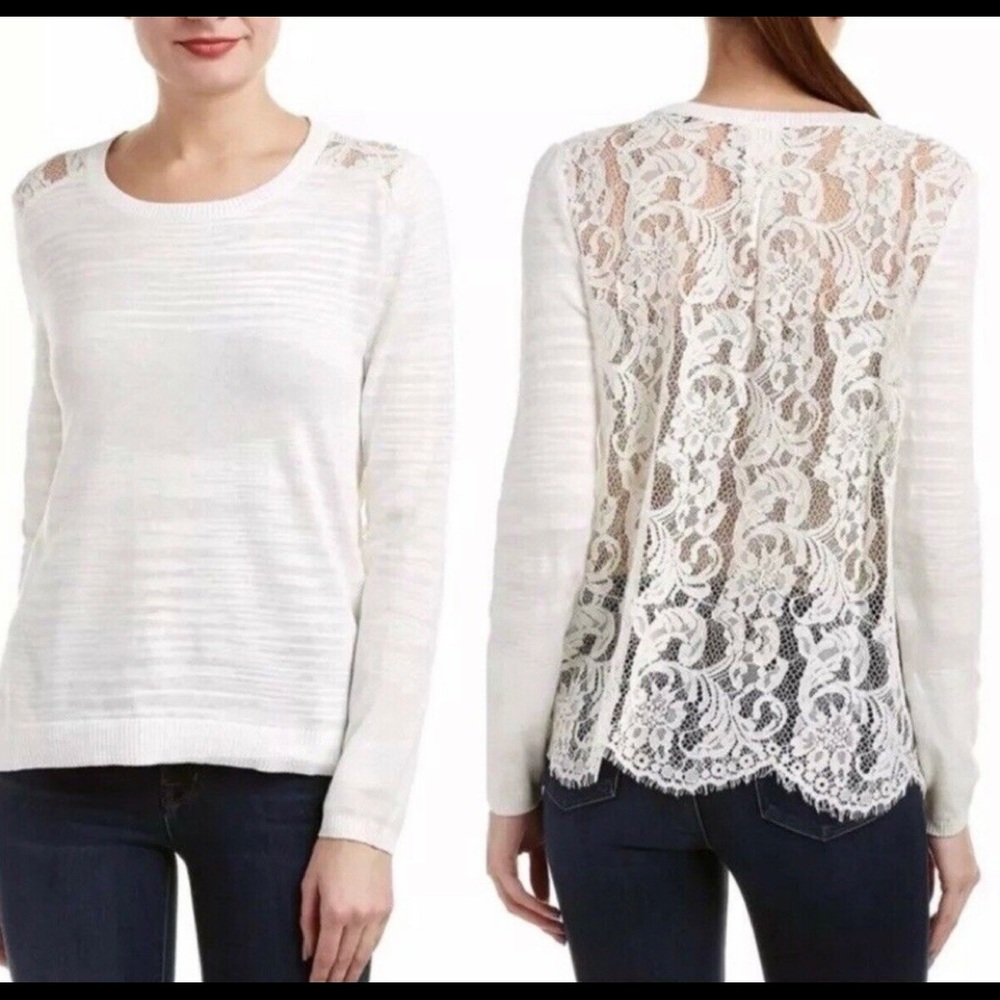 CAbi Sophia Semi-Sheer Lightweight Ivory Sweater